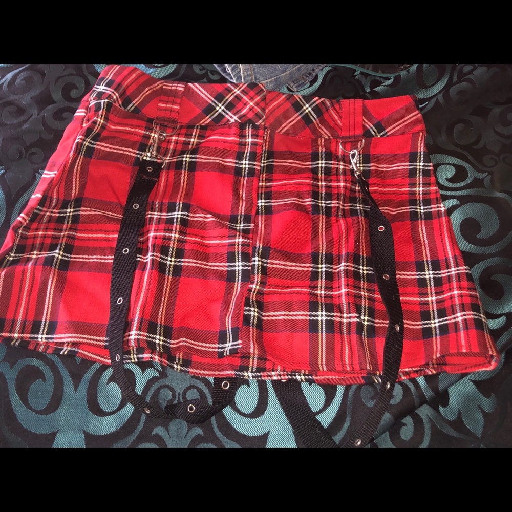Forever 21 Punk Rock Plaid skirt with suspenders